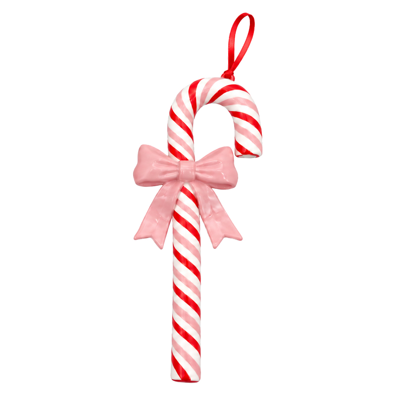 Adorno Navideño Colgante Bastón con Lazo 17cm