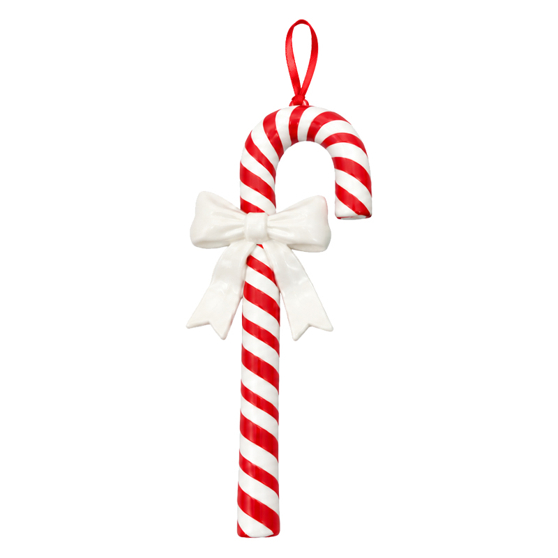 Adorno Navideño Colgante Bastón con Lazo 17cm