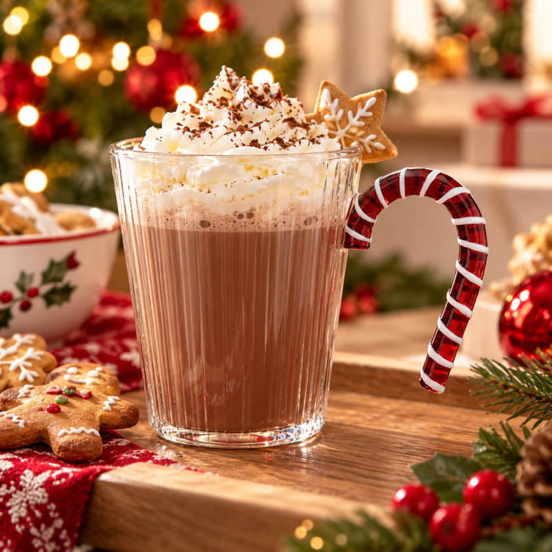 Taza de Vidrio XMAS 300ml Bastón 