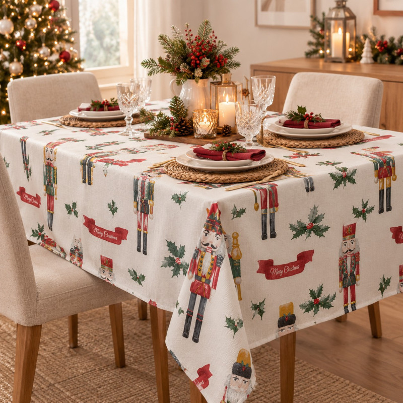 Mantel Cascanuez Navidad 180x130cm