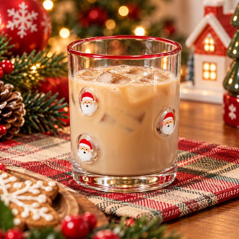 Vaso de Vidrio Navideño Santa Rojo 410ml