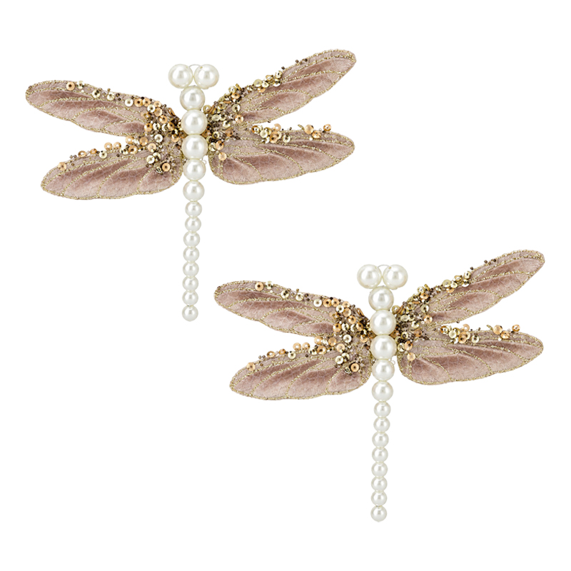 Adorno Navideño Libélula Peach Clips x 2 
