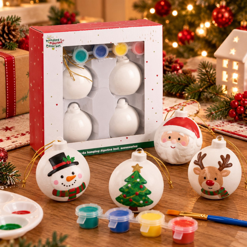 Set de Manualidades Navideños de Ceramica con Pintura X4