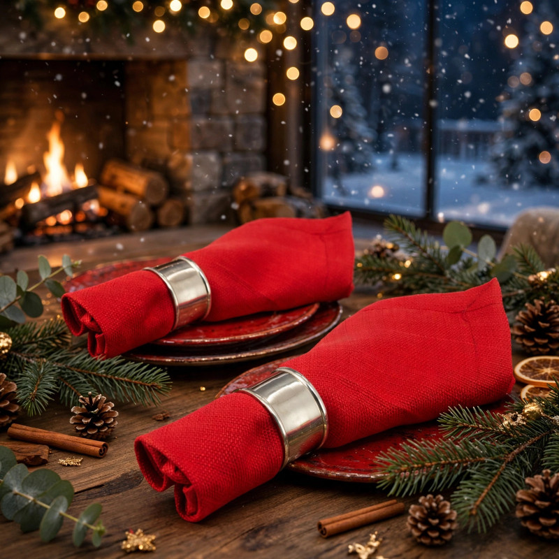 Set de 2 Servilletas Basic Christmas Rojo