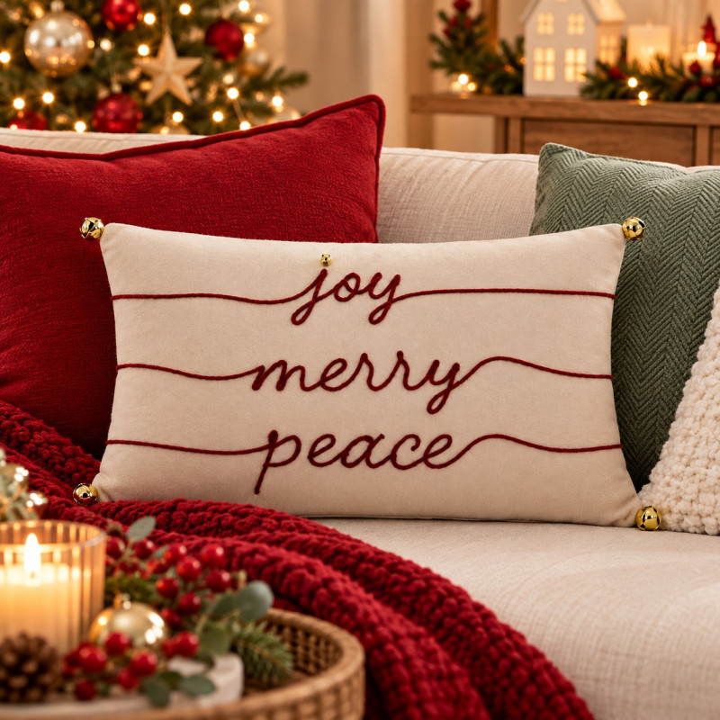 Cojín Warm Wishes Joy Merry Peace 30X50cm 