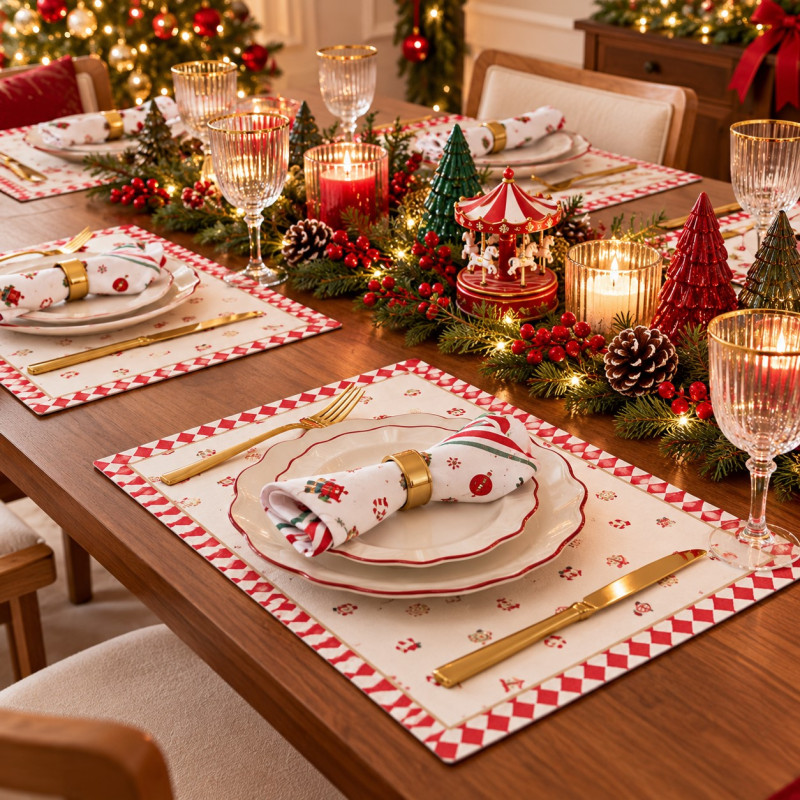 Individual Carousel Christmas Rojo 34X46cm 