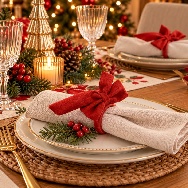 Set X6 Aro de Servilletas Kiss Me At Christmas 