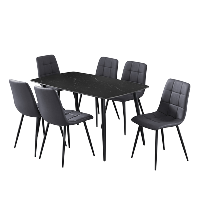 Comedor Galati Black Antracita 140x80x76cm 7 Piezas