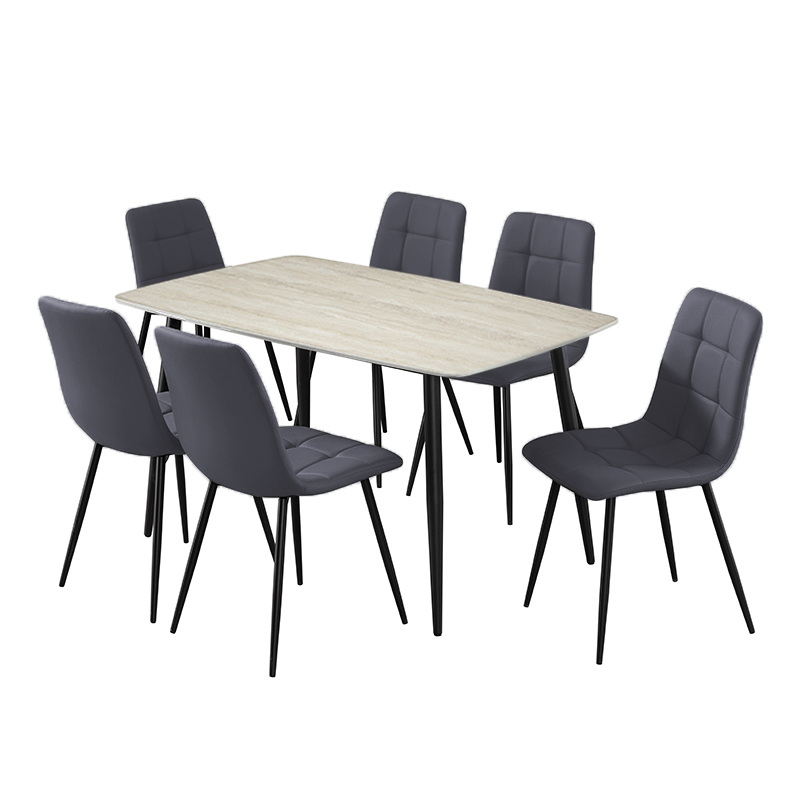 Comedor Travertine Gris 140x80x76cm 7 Piezas
