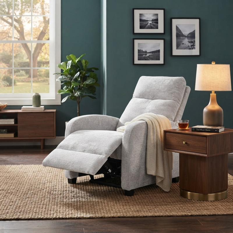 Sofá Reclinable 1 Puesto Home Gris Claro 