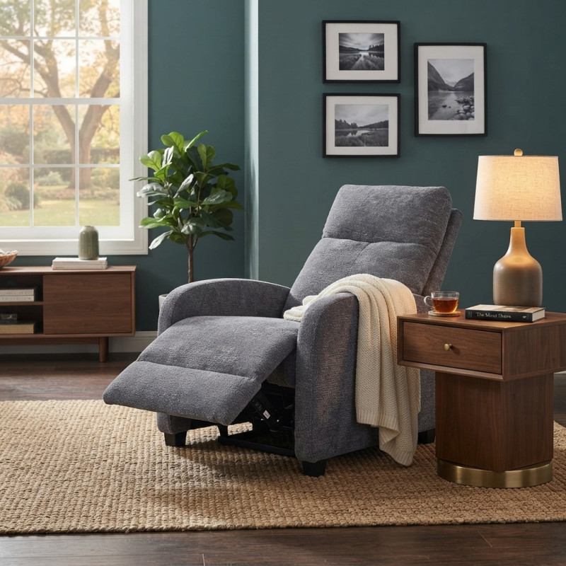 Sofá Reclinable 1 Puesto Home Gris Oscuro 