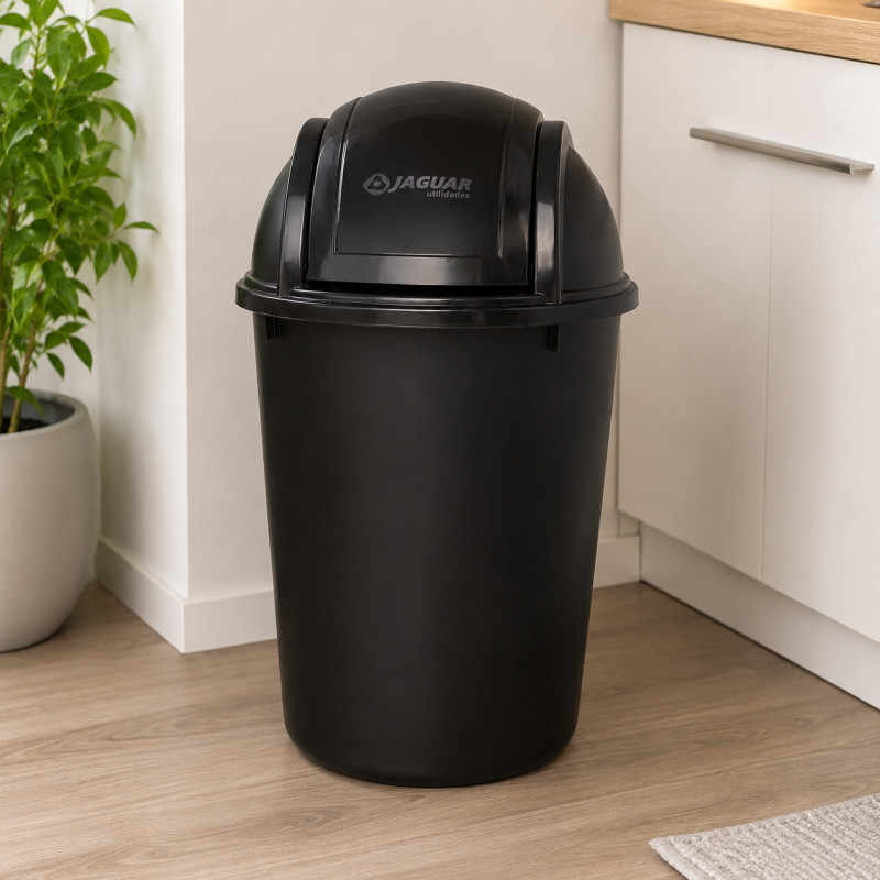 Tacho Plástico 7.5L con Tapa 38cm Negro Jaguar