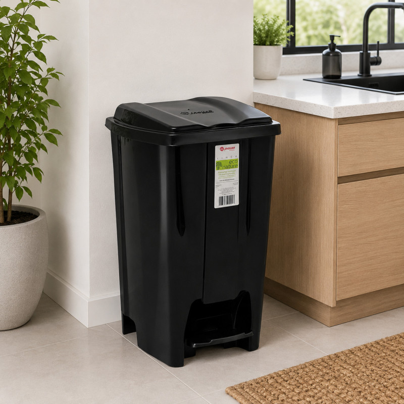 Tacho Plástico 20L con Pedal 53cm Negro Jaguar