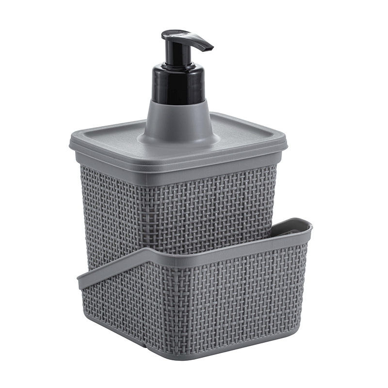Dispensador de Jabón Líquido con Porta Esponja Gris 600ml Jaguar 