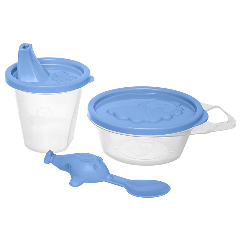 Kit Infantil Vaso Plato Cuchara Avión Jaguar