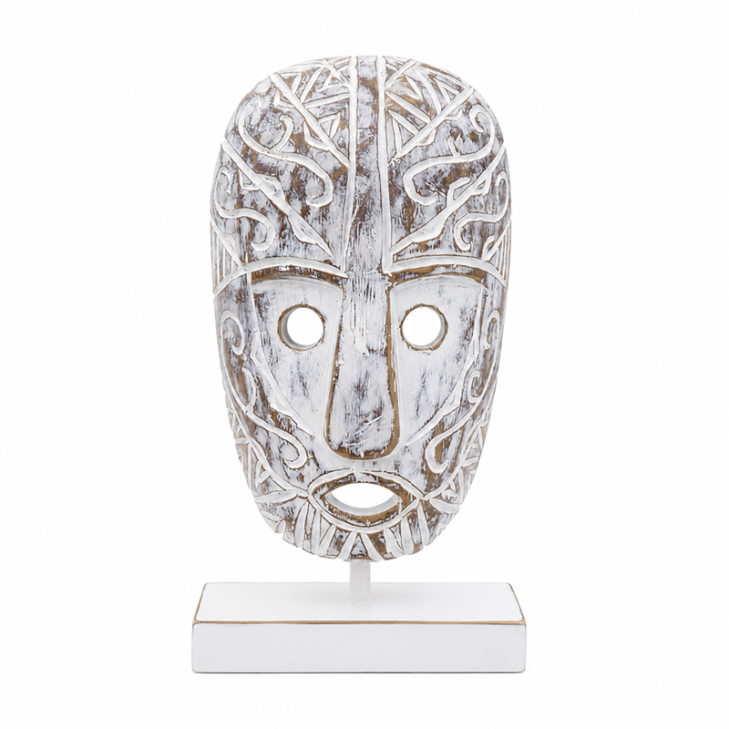Adorno Mascara Tiki Blanco 28cm