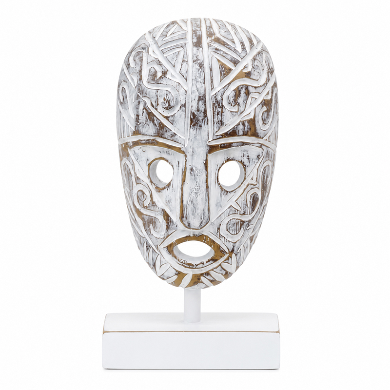 Adorno Mascara Tiki Blanco 20cm