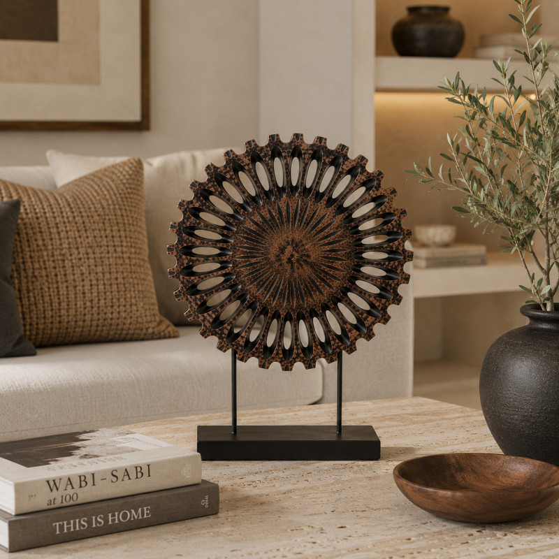 Adorno Mandala Decorativo Café Negro 52cm