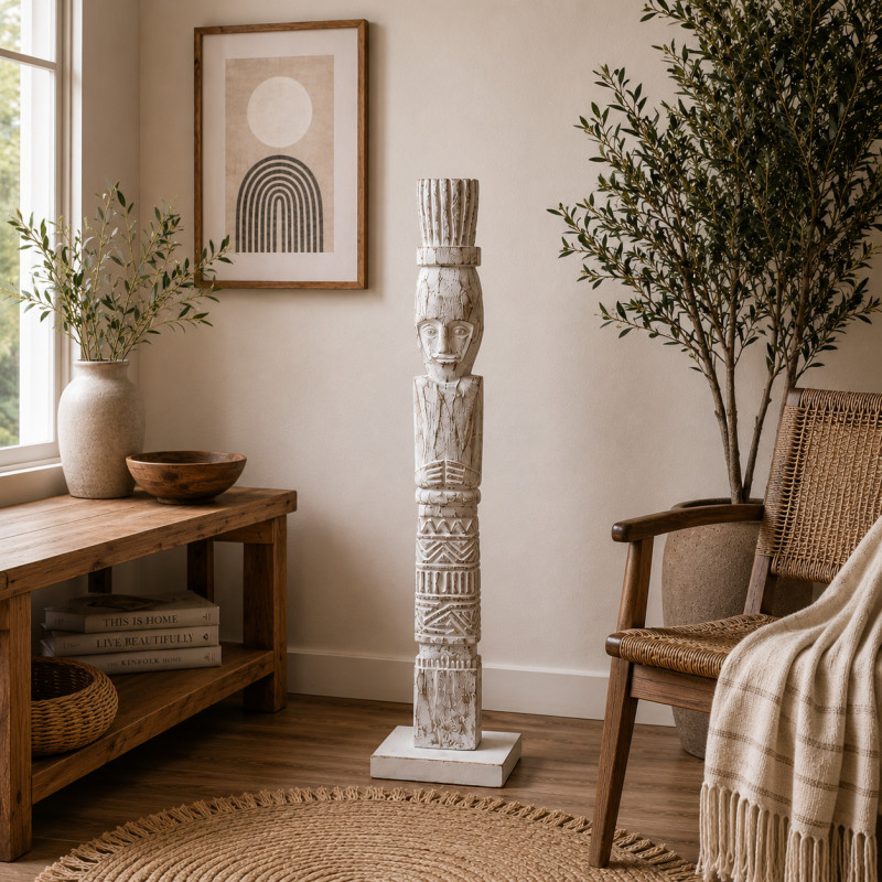 Adorno Totem Tiki Blanco 62cm