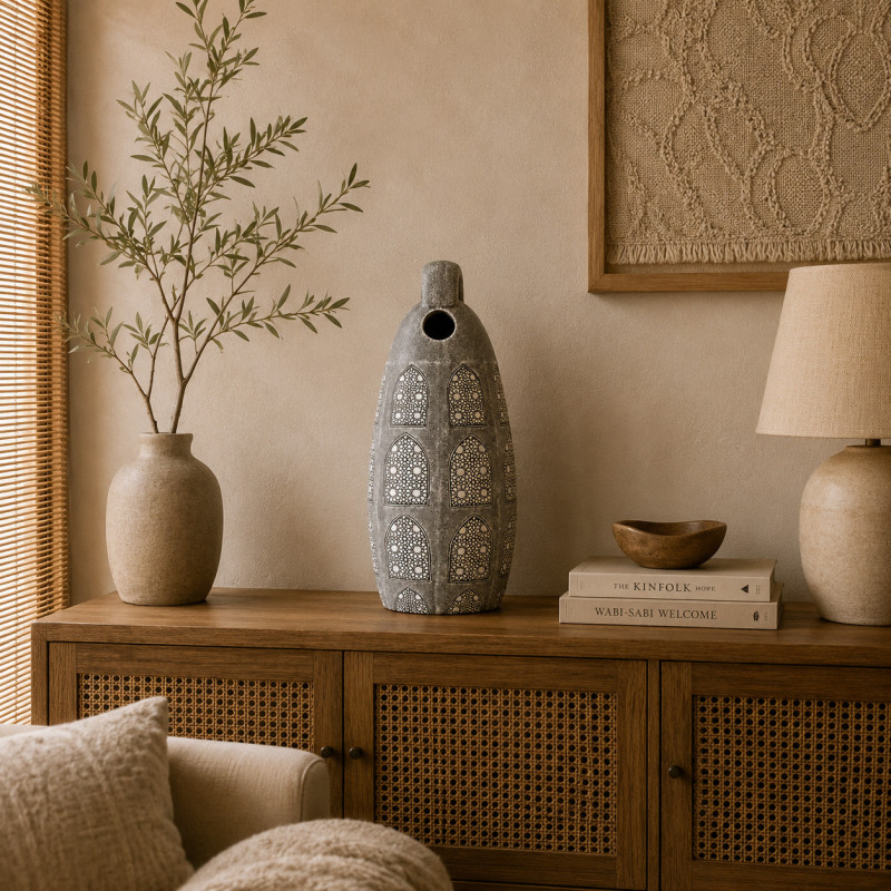 Adorno Ankara Decorativo Gris Blanco 39cm