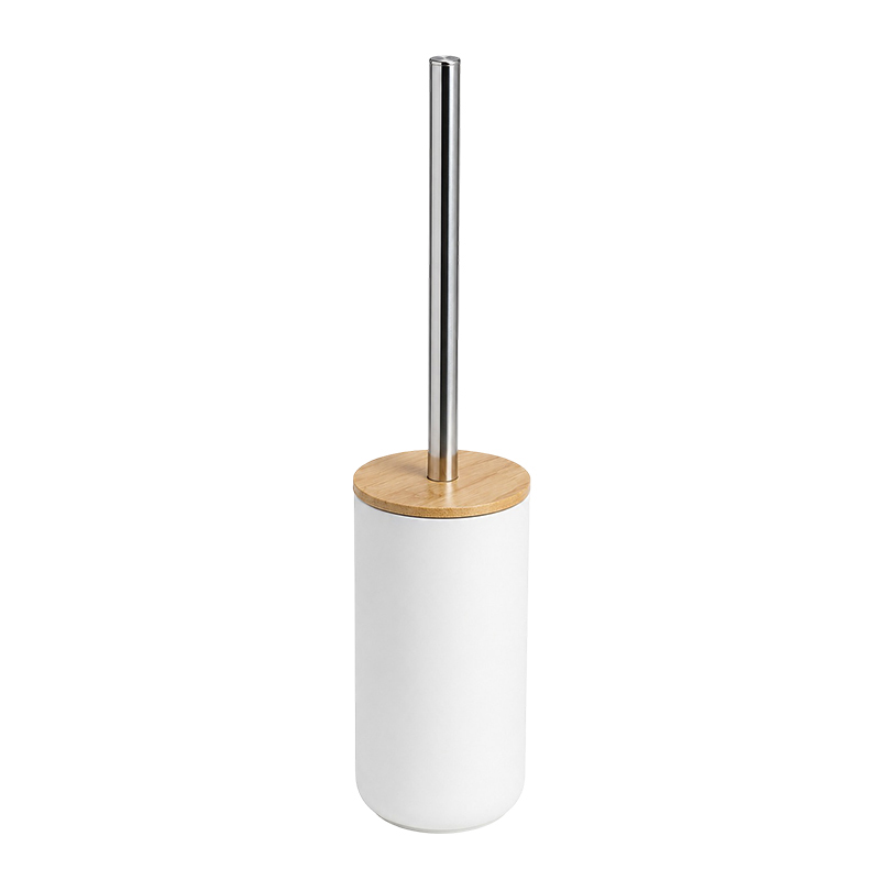Porta Cepillo para Inodoro Blanco Bambú