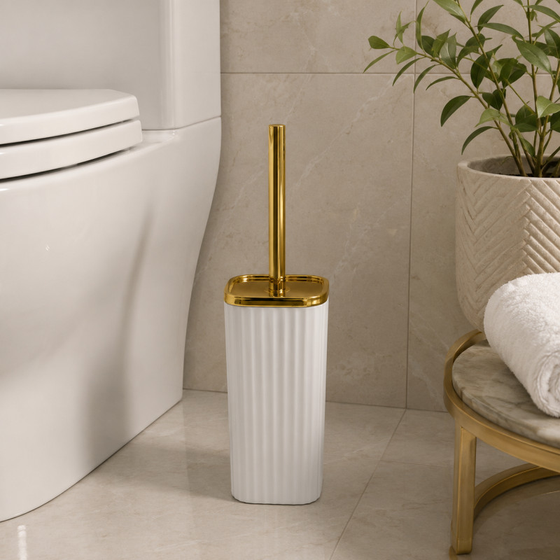 Porta Cepillo para Inodoro Regal Blanco Oro