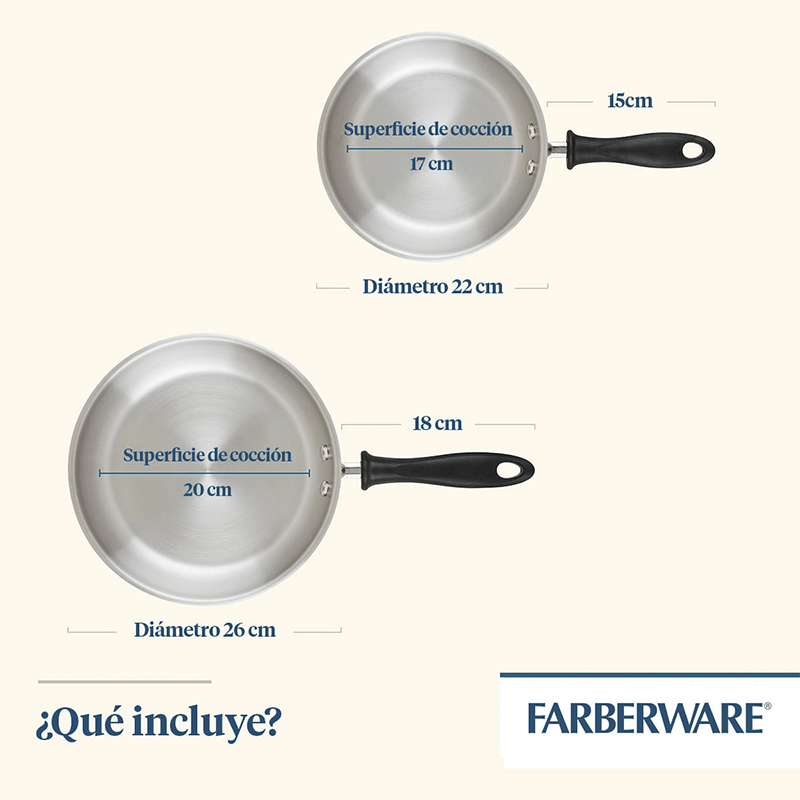 Sartén Reliance Inoxidable 2 Piezas 22-26cm Farberware