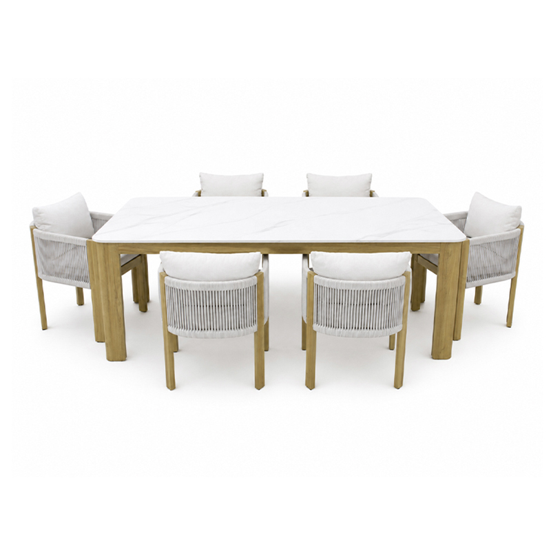 Comedor de Patio Salerno Beige 7 Piezas
