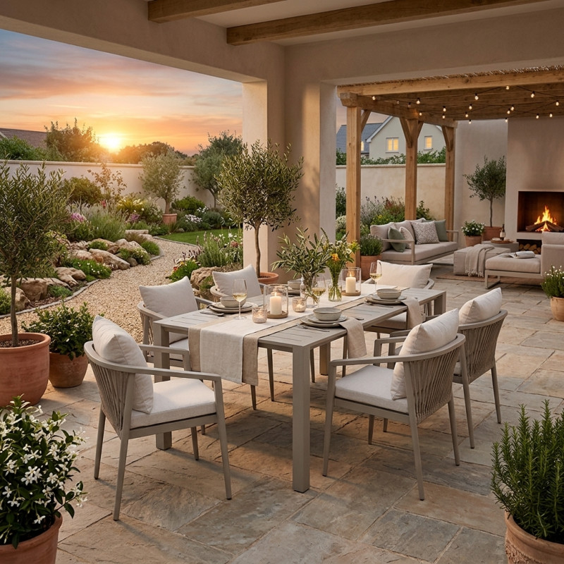 Comedor de Patio Bari Gray 7 Piezas