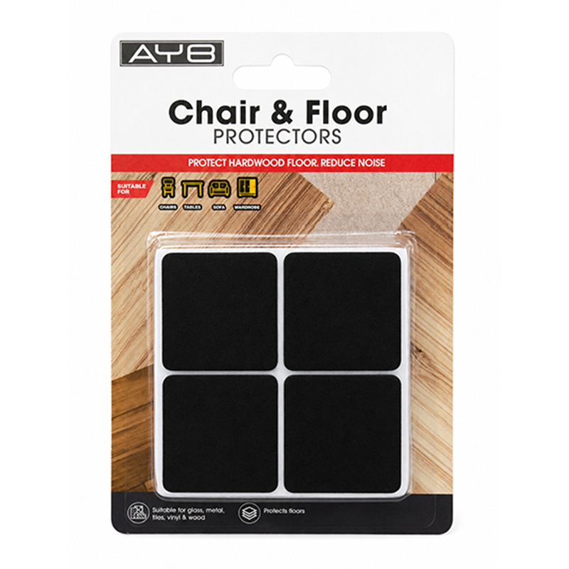 Protector de Felpa 4x4cm 8 Piezas Negro AYB