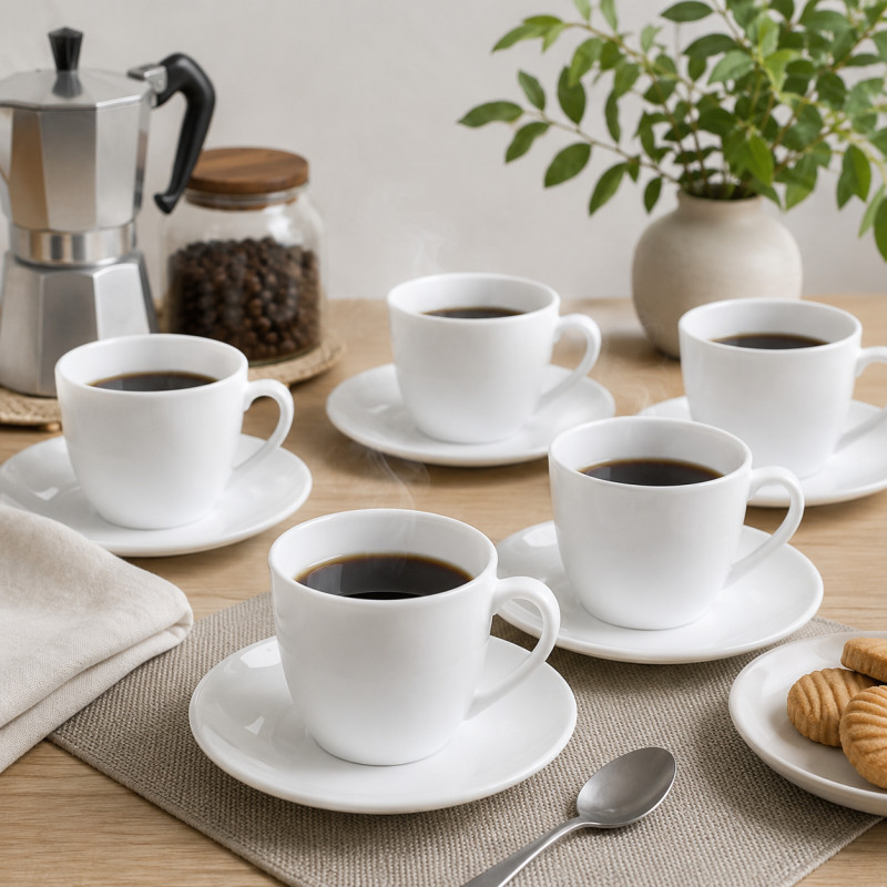 Tazas y Platos Opal Blanco 12 Piezas FXB220