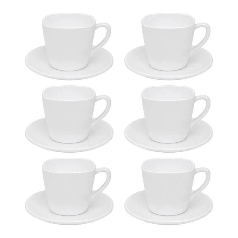 Tazas y Platos Opal Blanco 12 Piezas FXB220