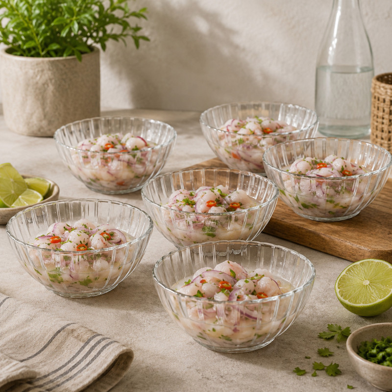 Cevichera de Vidrio en Set 12cm 315ml 6 Unidades