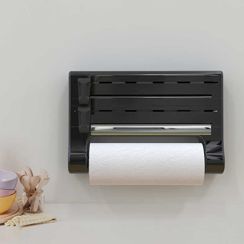 Porta Rollo de Cocina Tidy 3 en 1 Negro 