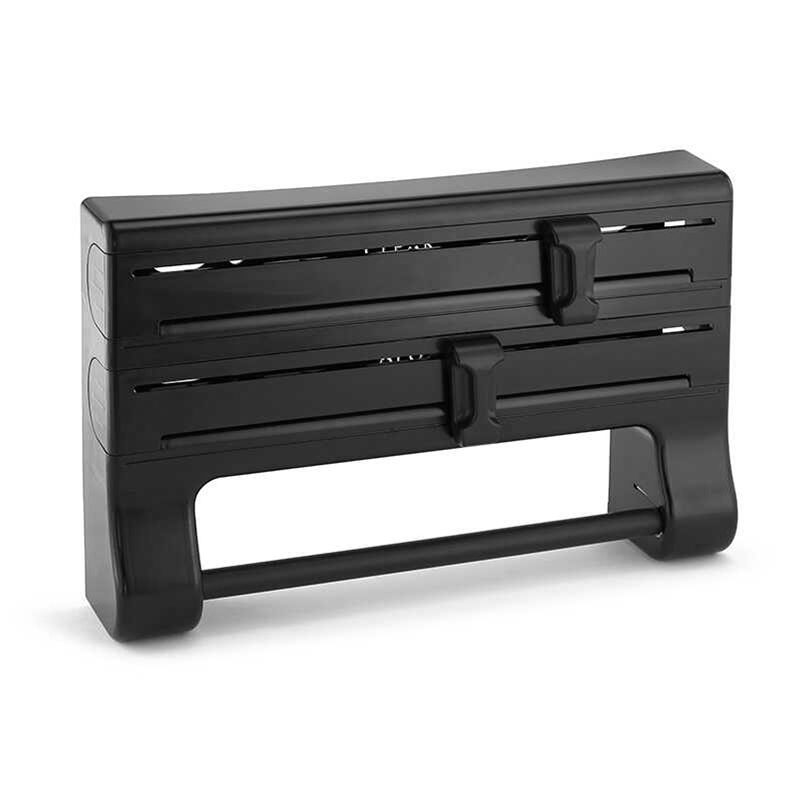 Porta Rollo de Cocina Tidy 3 en 1 Negro 