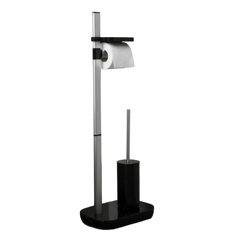 Porta Rollo con Porta Cepillo Negro Prima Nova