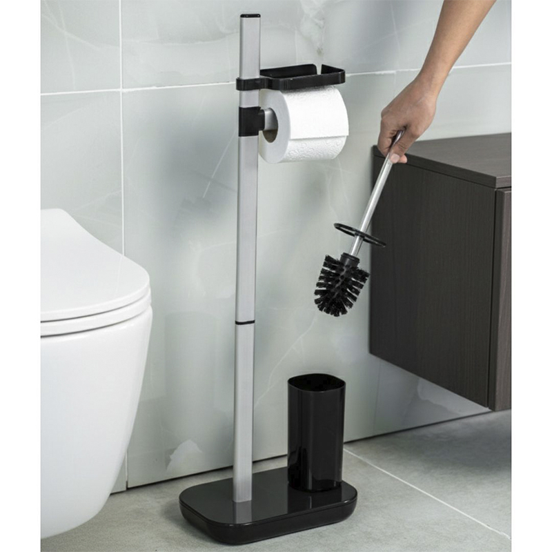 Porta Rollo con Porta Cepillo Negro Prima Nova