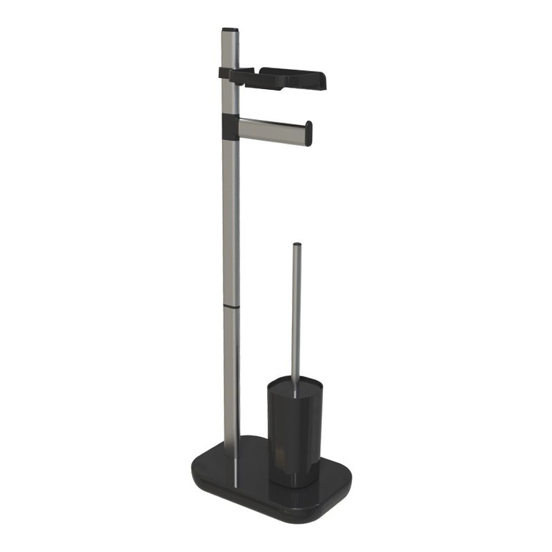 Porta Rollo con Porta Cepillo Negro Prima Nova