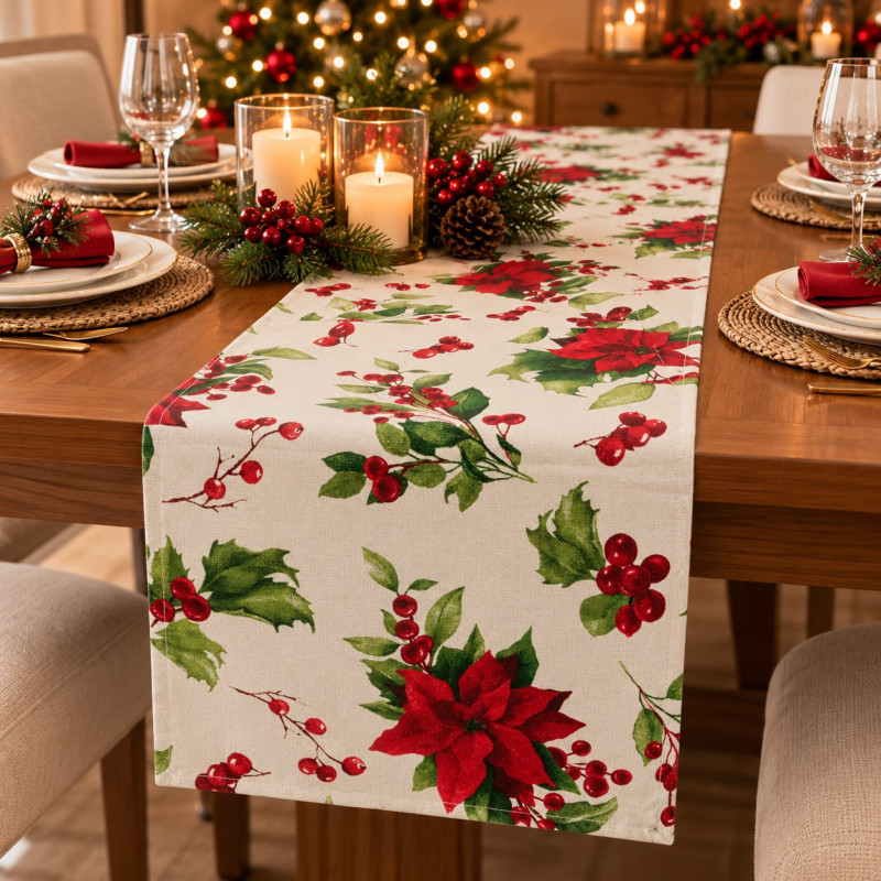Camino de Mesa Christmas Ponsetias 33X180cm 