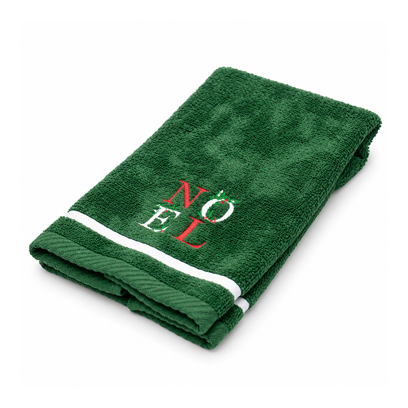 Toalla Bordada Noel Verde de 50X30cm