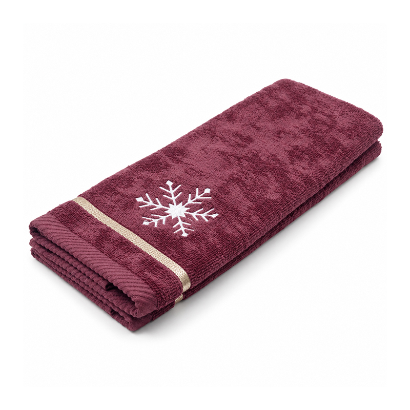 Toalla Bordada Copo Burgundy de 70X40cm