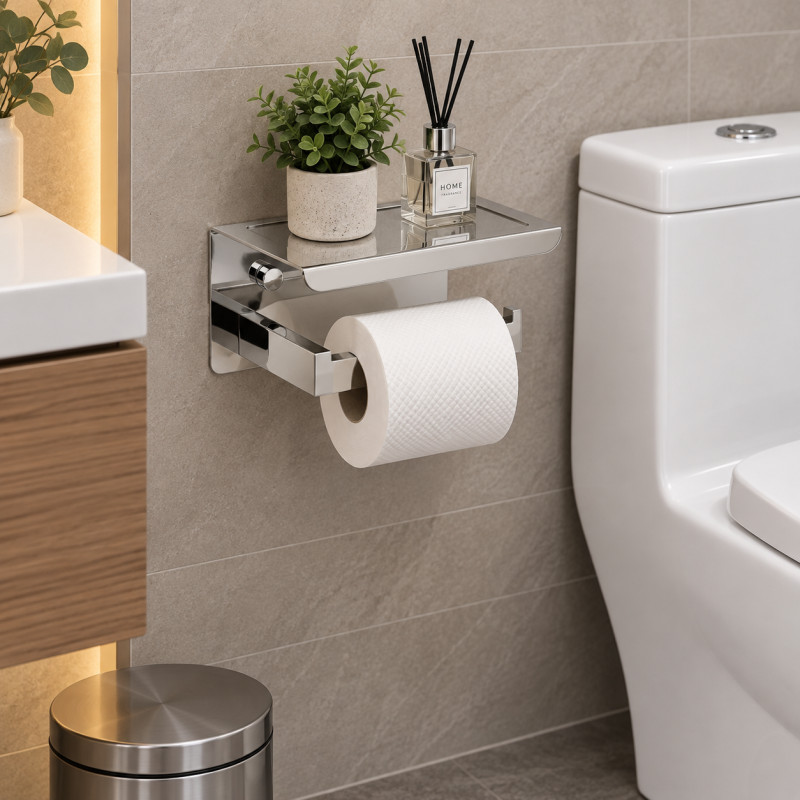 Papelera con Bandeja Leeds Cromo