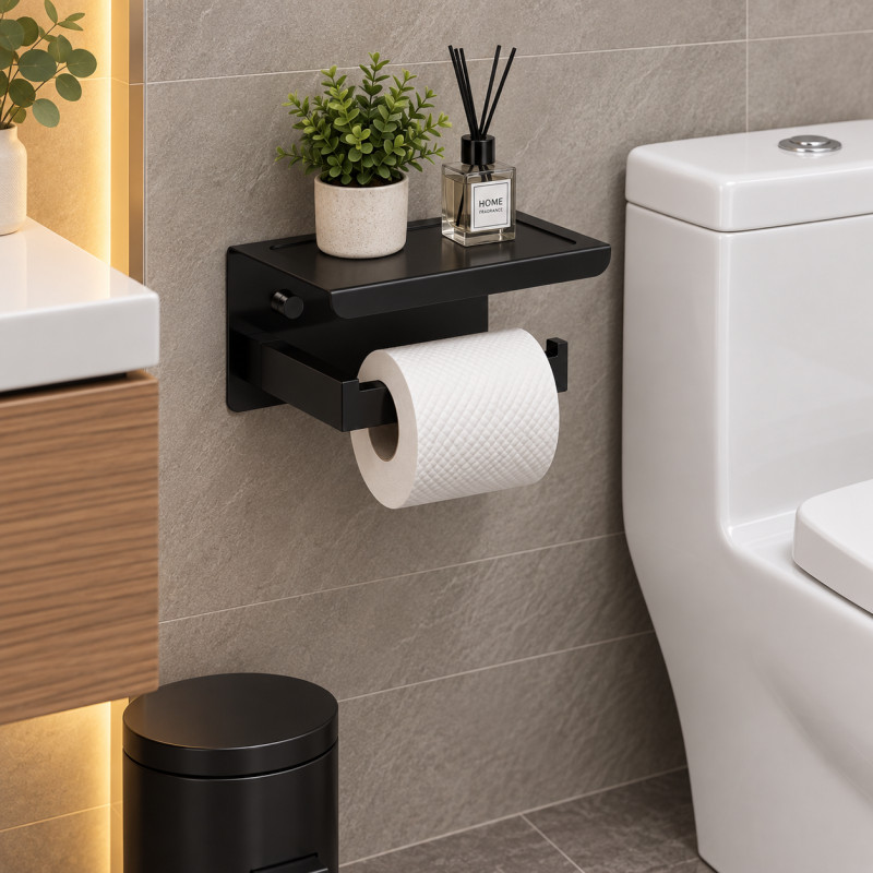 Papelera con Bandeja Leeds Negro