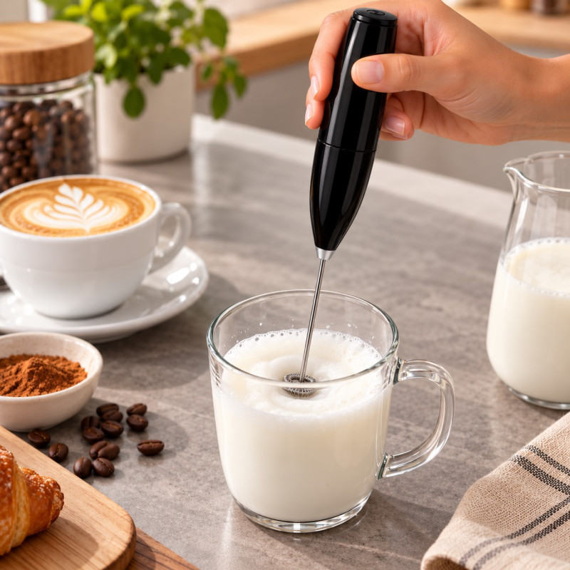 Espumador de Leche Portátil Negro