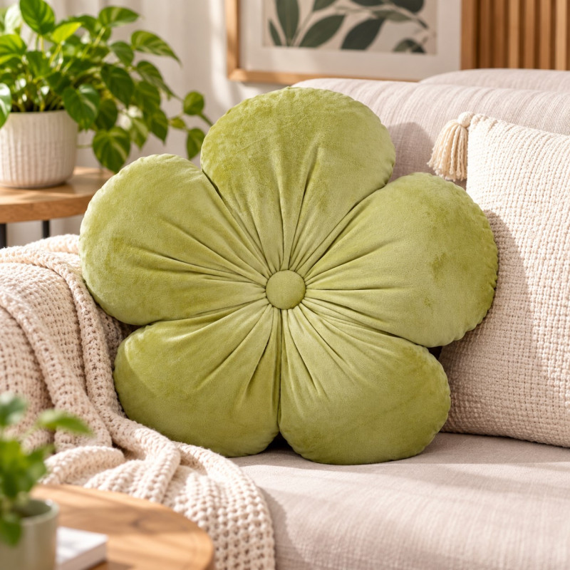 Cojin con Diseño de Flor Verde 40cm 