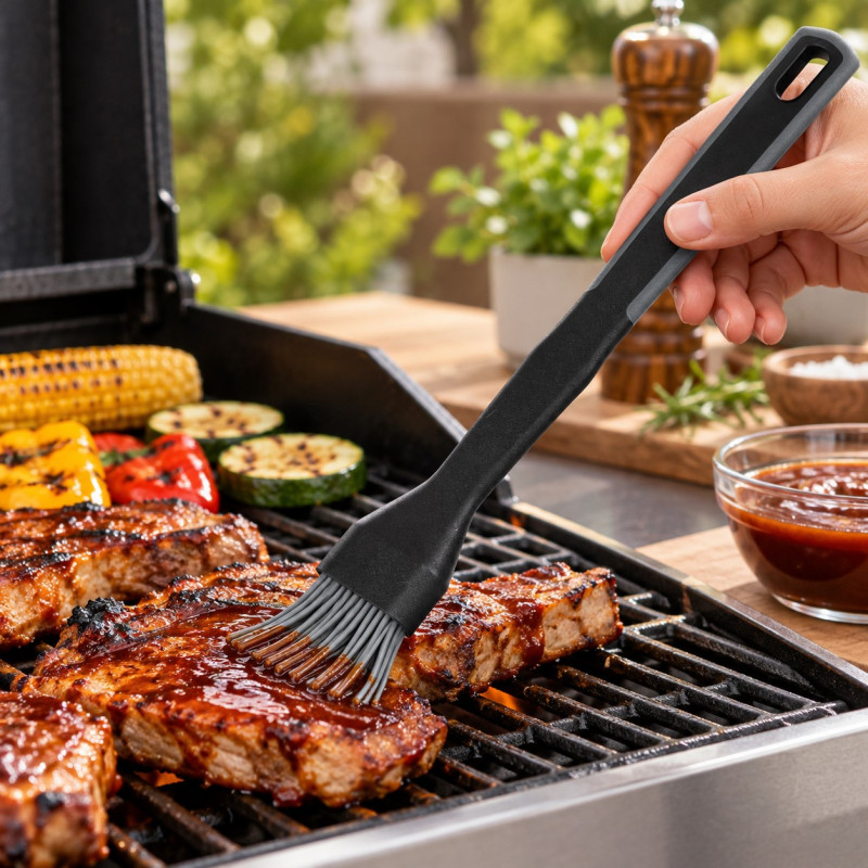 Brocha Silicon Negro Gris BBQ Grillstyle