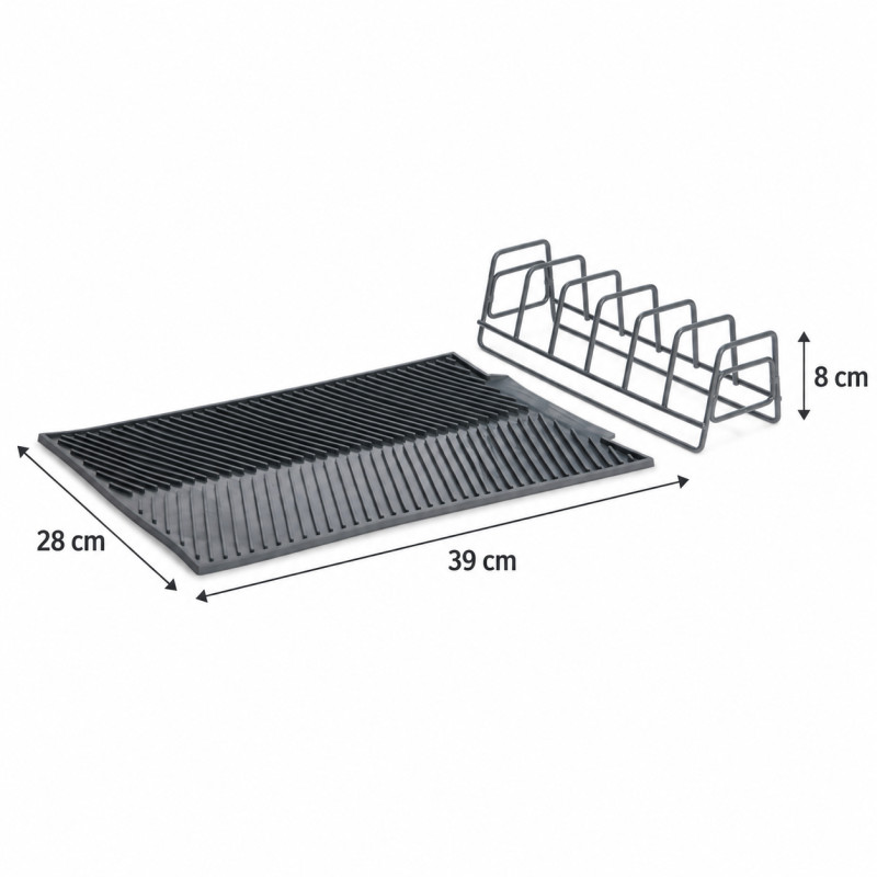 Escurridor de Platos con Tapete de Silicona Negro