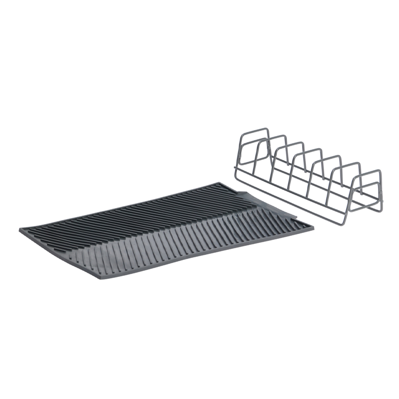 Escurridor de Platos con Tapete de Silicona Negro