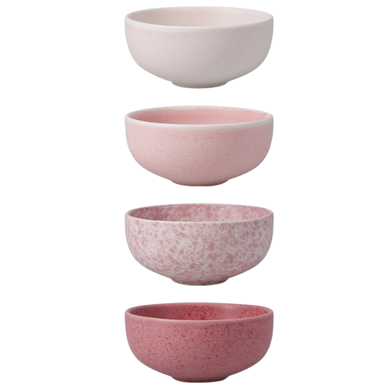 Posillos Stoneware X4 300ML Blanco y Rojo Excellent Houseware 