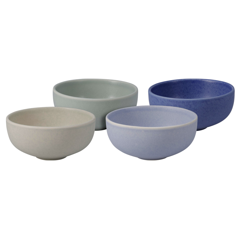 Posillos Stoneware X4 300ML Beige y Azul Excellent Houseware 